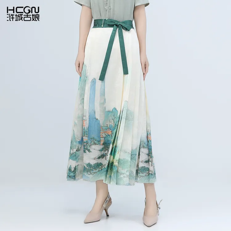 汉服女成人款新款仙山楼阁高端印花马面裙半身裙夏天薄款BCL19755
