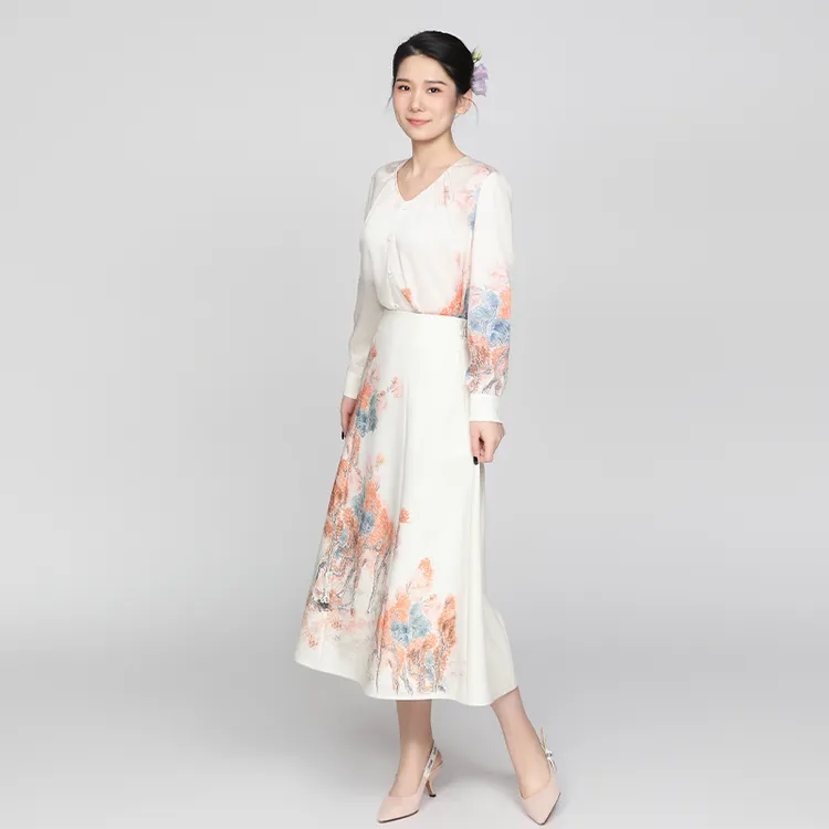 新中式衬衣国风长袖衬衫丹霞衬衫醋酸面料上衣女款高档-CMT18855