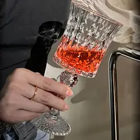 2个装小众ins法式浮雕高脚杯复古香槟杯无铅家用红酒杯玻璃杯子