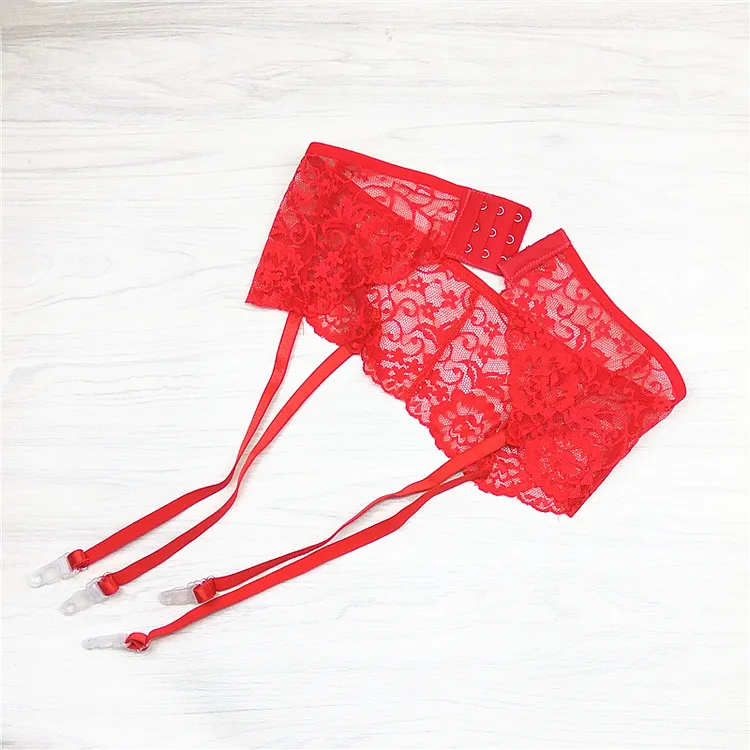 纯欲透明性感全蕾丝防滑后排扣女士吊袜带女黑色吊带扣夹欧美火辣