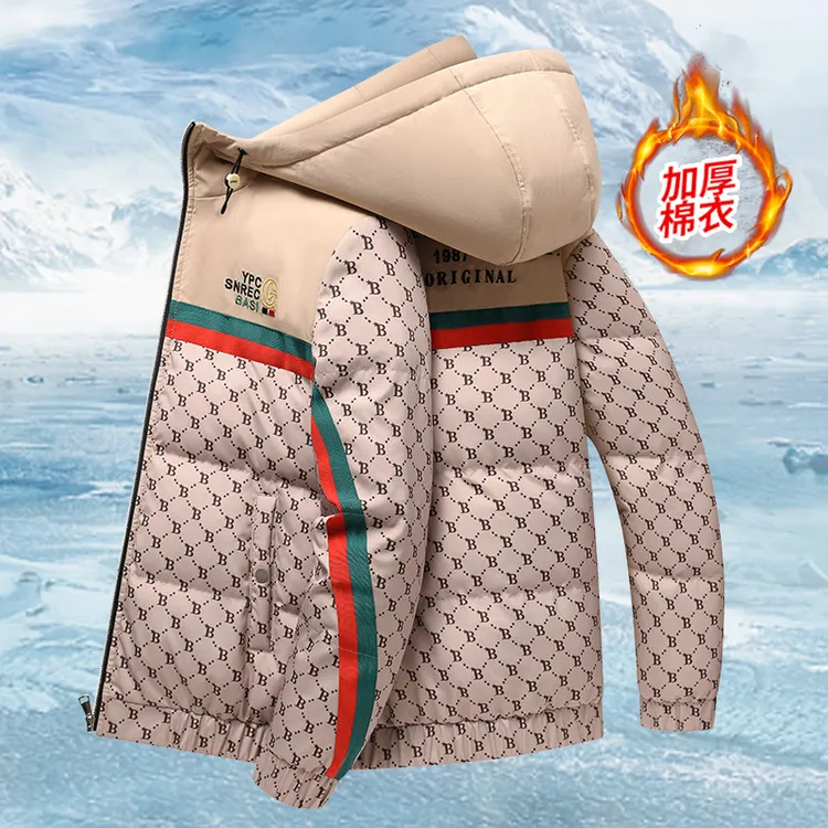 冬季男士棉衣外套加厚新款欧货青年棉服男款休闲修身连帽拼接冬装