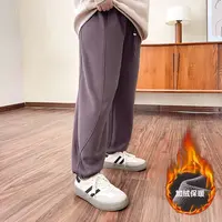 BD4199【三种裤长可选】450克澳粒绒保暖系带松紧大码加绒束脚卫裤