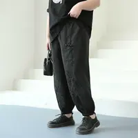 CX5299【新中式哈伦裤】民族风提花盘扣高腰大码遮胯休闲束脚裤子