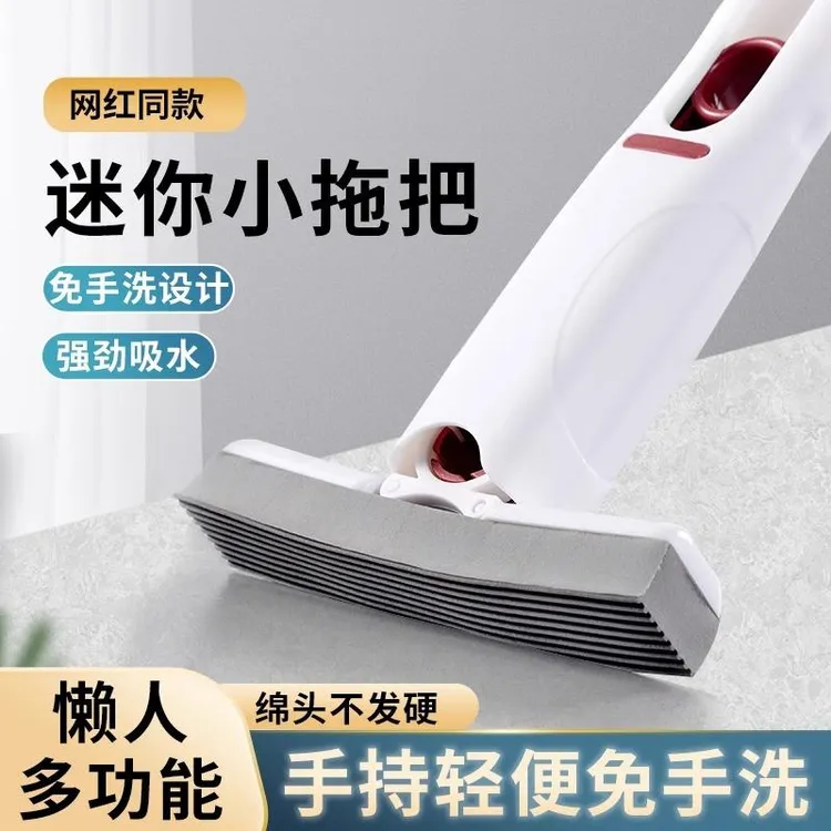 日本多功能懒人迷你小拖把手持免手洗海绵吸水厕所厨房