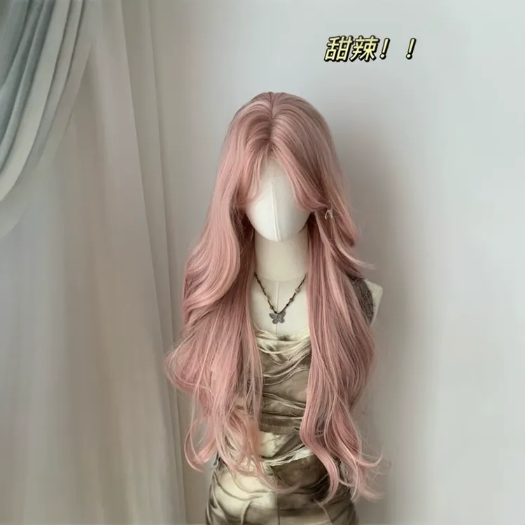 芬妮·粉金假发女全头套粉色大波浪卷发小蕾丝长发吴慧拉柔柔cos