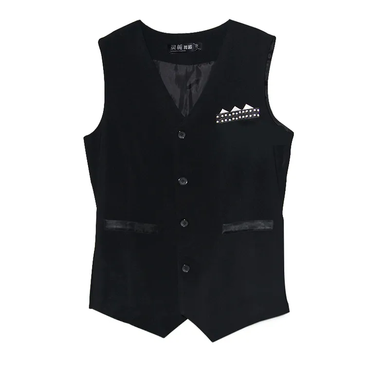 男士摩登舞蹈服装马甲上衣三角尖角短马甲国标舞交谊舞马夹新款