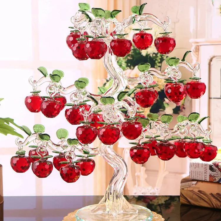 36挂水晶苹果树平安树摆件/室内软装搭配/玄关/客厅饰品