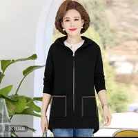 8144妈妈装春外套加肥加大连帽气质针织开衫女上衣宽松新仓库