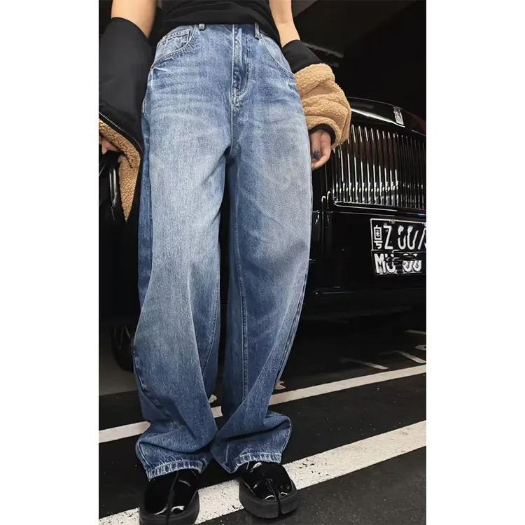 LA CALLA猫抓痕水洗丹宁牛仔裤OY-WO7387