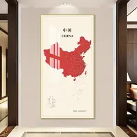 中国地图高清地理标识入户过道玄关装饰画走廊背景墙晶瓷画ZGDT-1