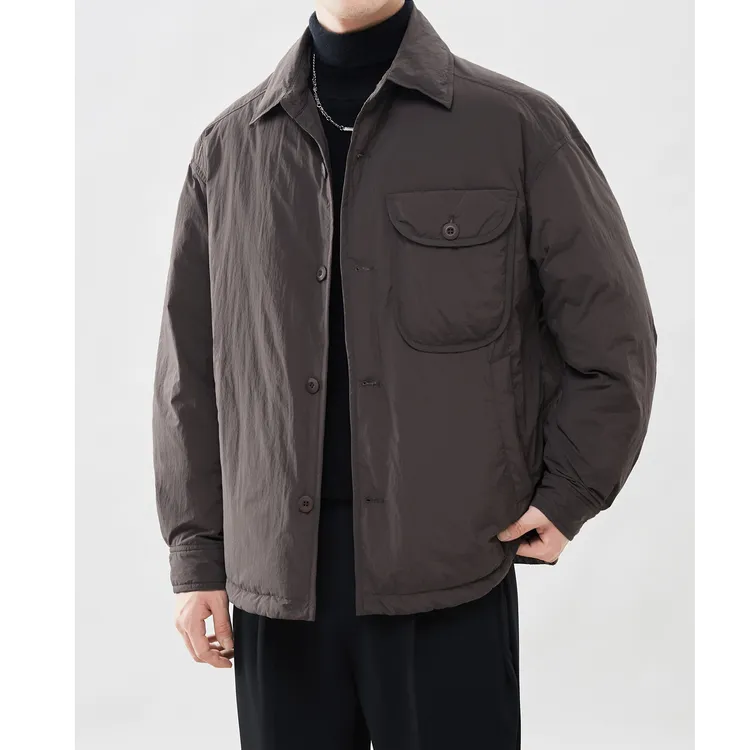 佩库普伦轻薄羽绒服男冬季新款休闲夹克保暖白鸭绒翻领外套上衣