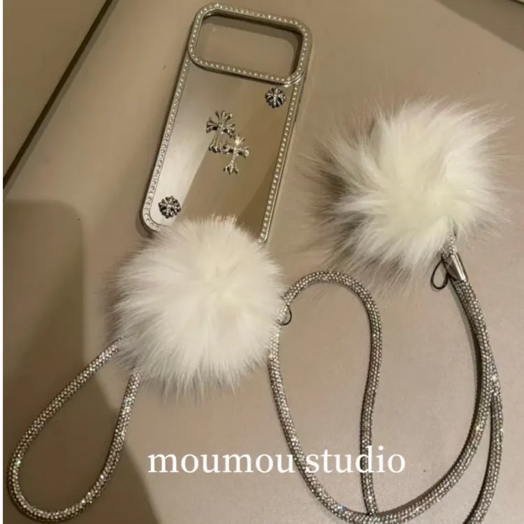 高级感闪钻镜面十字架适用iPhone17promax手机壳苹果16pro手链15