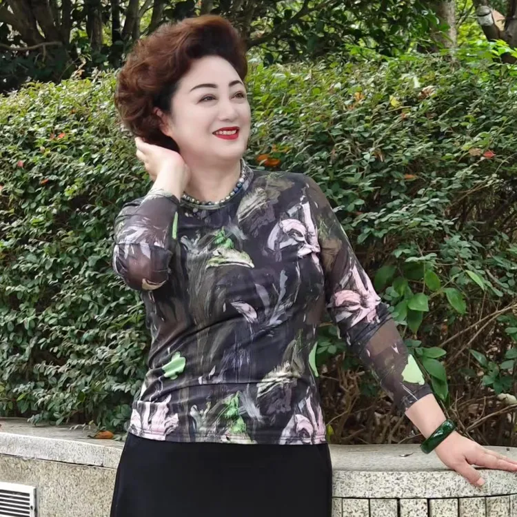 新款台湾纱打底衫女韩版大码半高领波点百搭T恤修身显瘦上衣潮