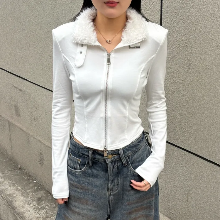 小凤家【小众原创】加绒毛毛开衫短款打底外套