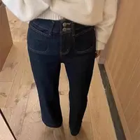 2-6579秋冬的烟管~公司订单高腰牛仔烟管裤