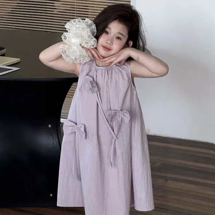 浪漫紫丁香！女童连衣裙2025夏季新款儿童背心裙小女孩棉布裙子