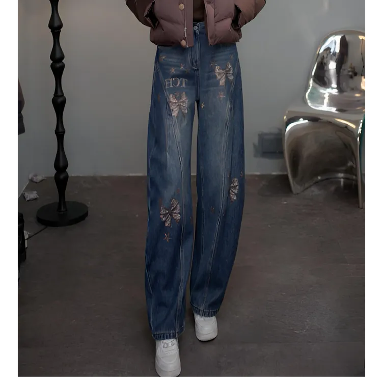 TCH私服秋款时尚休闲风烫钻淑女百搭牛仔裤T75D20E1066轻奢tch