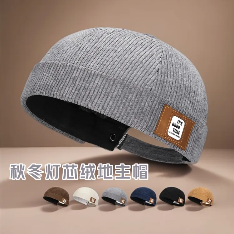 秋冬保暖新款灯芯绒地主帽潮流街头机车风雅痞男士男款冬季帽子