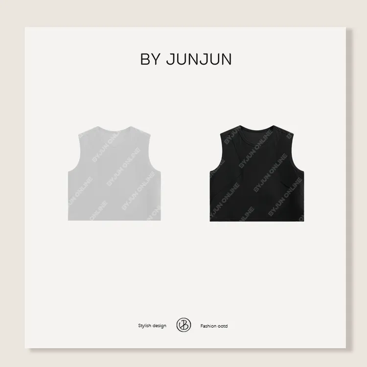 ByJunjun【几何结构】 短款背心通勤显瘦黑色宽松无袖