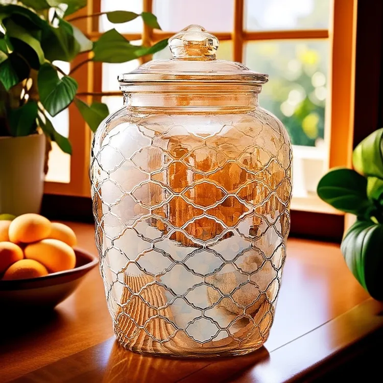2300ML家用加厚玻璃蜂蜜柠檬玻璃瓶带盖储物罐厨房泡菜坛咖啡罐