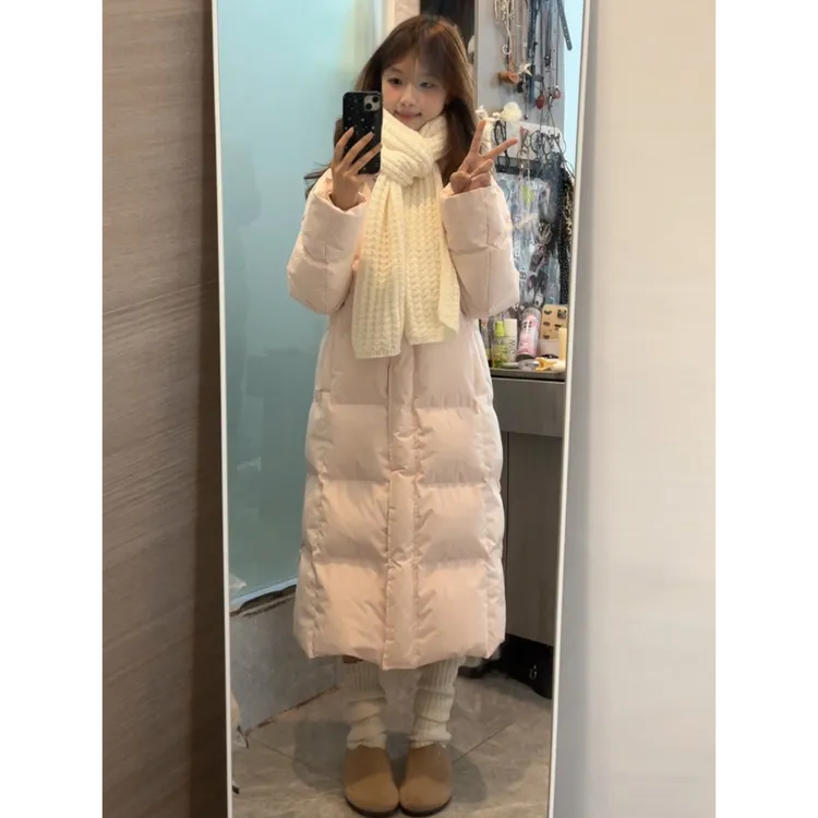 中戏羽绒棉服女款2025新款中长款过膝冬季加厚小个子学生棉衣棉袄