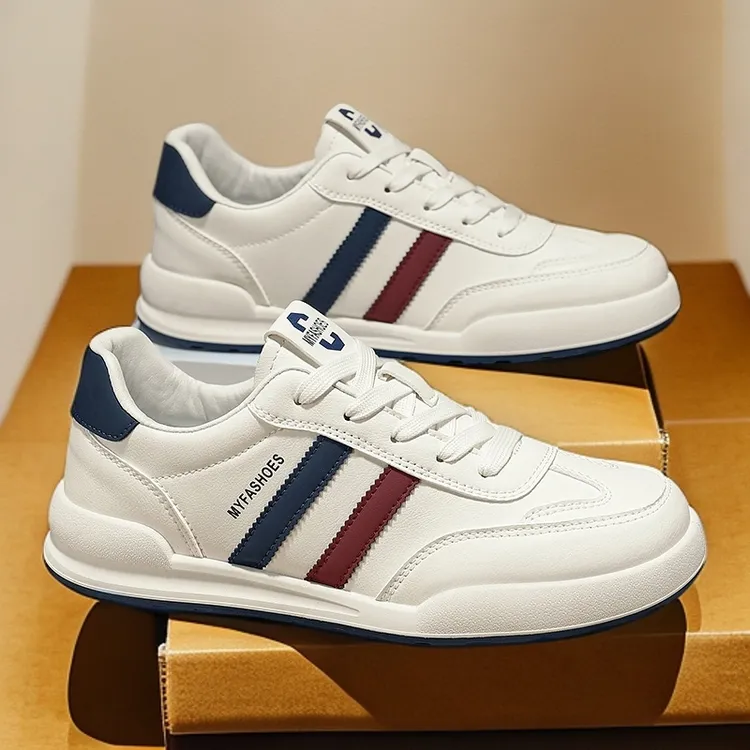 【设计师款】男鞋秋季新款韩版低帮皮面百搭休闲板鞋简约百搭小白鞋