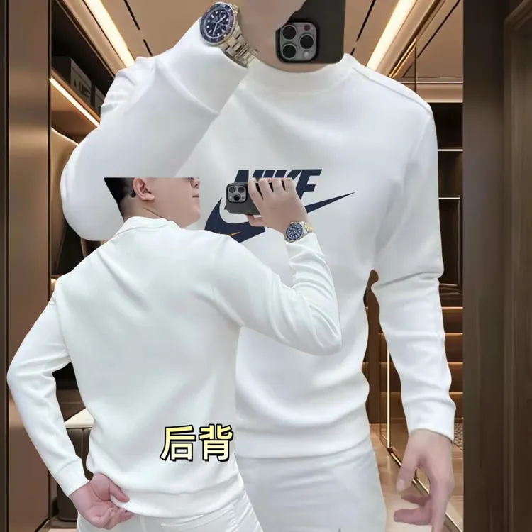 秋冬新款时尚潮牌男士休闲百搭印花卫衣修身圆领长袖上衣冬季加厚