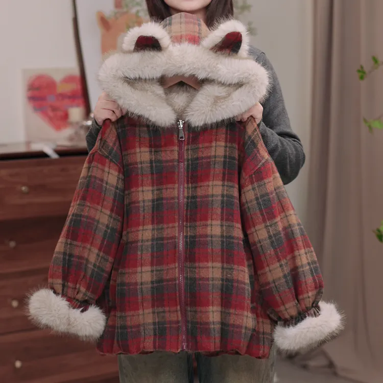 女童冬季加绒外套2025新款儿童加厚双面穿派克服大童女孩冬装上衣