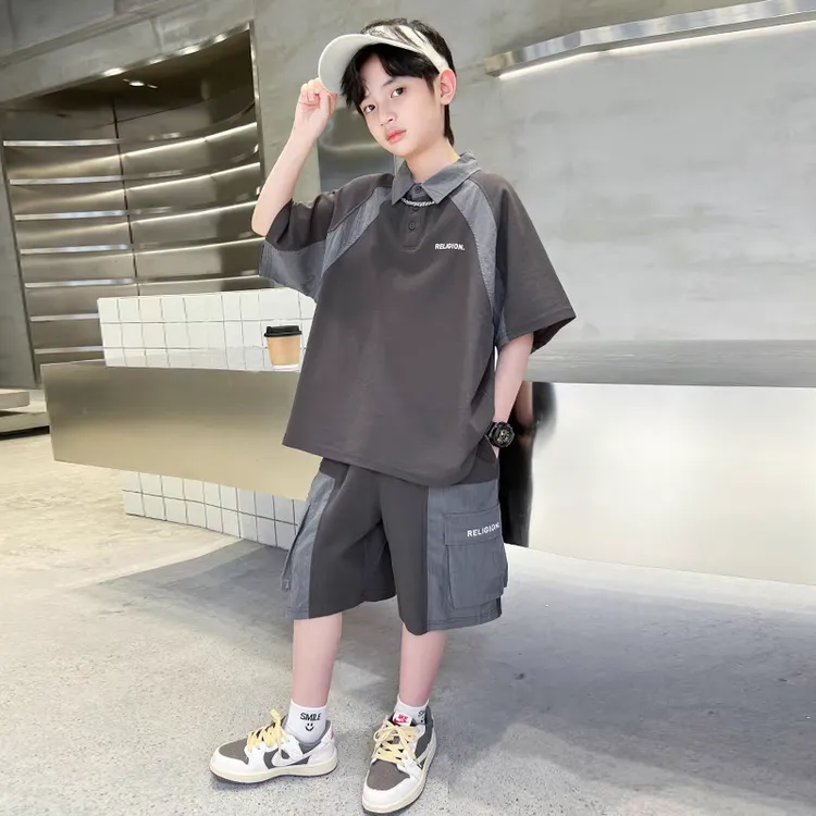 男童polo衫套装夏季2025新款儿童短袖t恤两件套中大童衣服纯棉潮