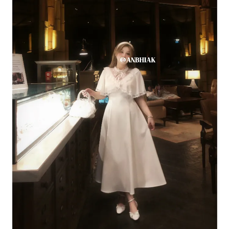 安妮不火【木梨花缎带结】微胖甜美系设计小众女装连衣裙A252Q0398