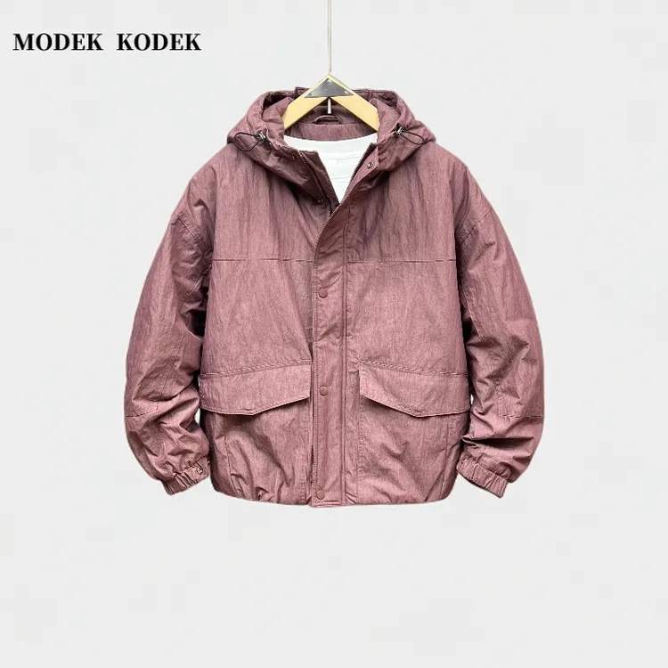 MODEK KODEK秋冬新款男士连帽夹棉外套时尚潮牌百搭休闲冲锋上衣