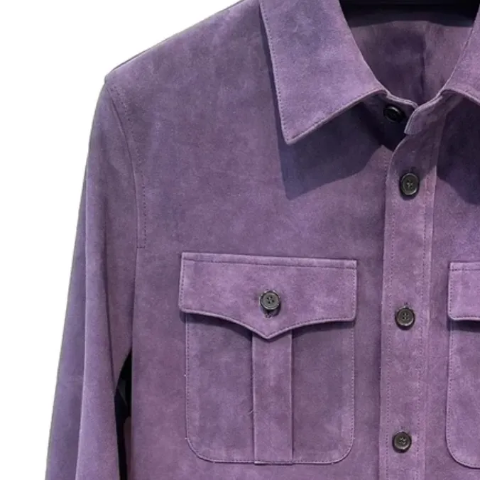 衬衫上衣秋冬长袖翻领时尚短款衬衣款紫色优雅牛仔网红百搭外套