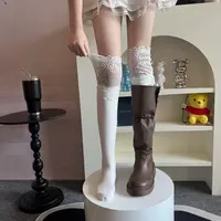 蕾丝花边少女中筒袜ins百搭甜美Lolita堆堆袜到膝盖袜搭配小腿靴