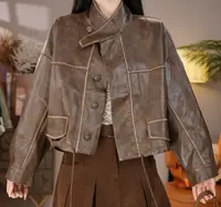 唐乐乐｜25new新款美式高级感皮衣长袖外套女夹克 BF1926