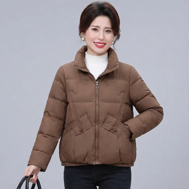 2025年冬季羽绒服女白鸭绒保暖加厚立领面包服韩版休闲显瘦2311]