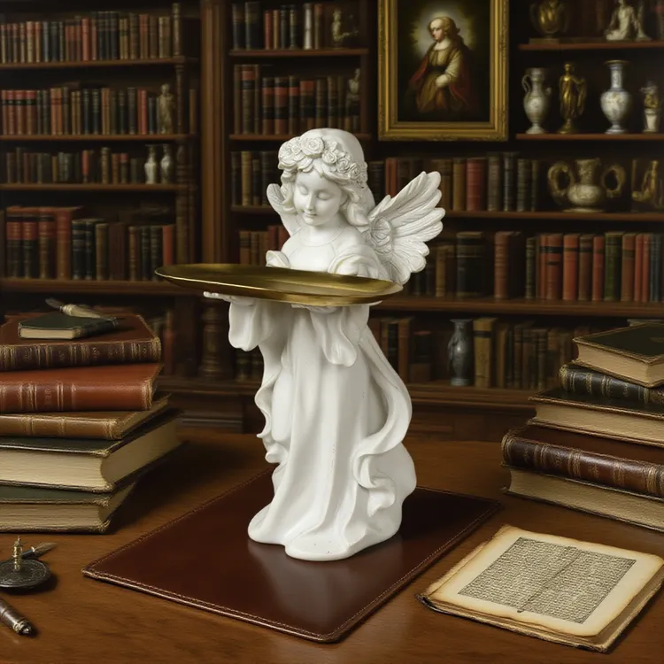 欧式复古天使落地摆件托盘客厅玄关钥匙创意网红家居装饰品大型