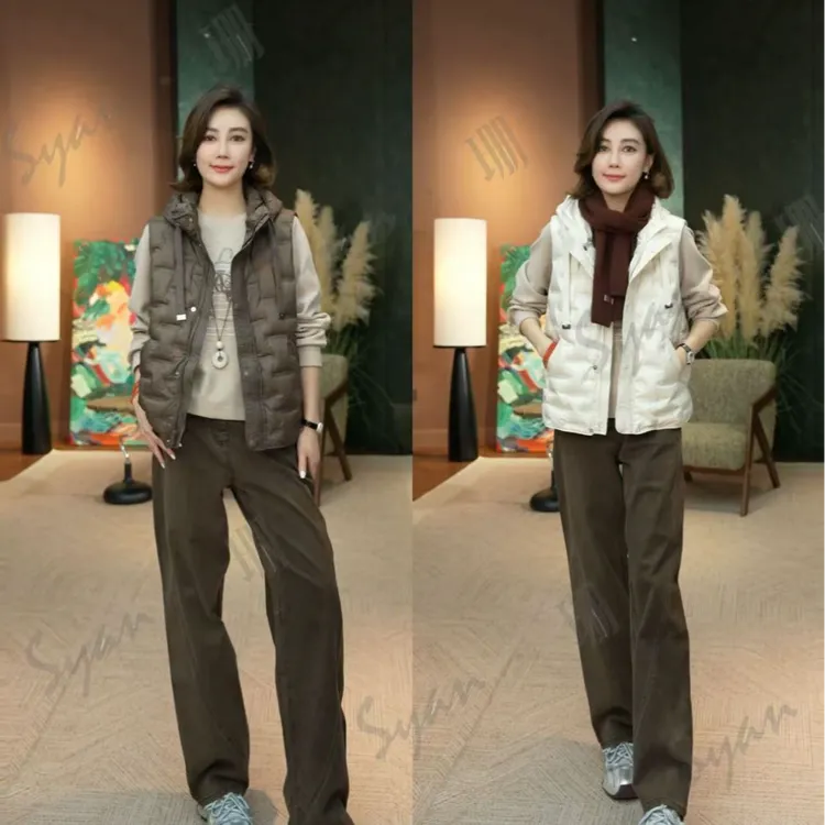 Syan【温暖加倍】极简风宽松型暗扣常规款马夹休闲轻奢女装马甲