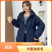【中款长毛绒】721连帽纯色中款风衣衣内里长毛绒（衣长70左右）