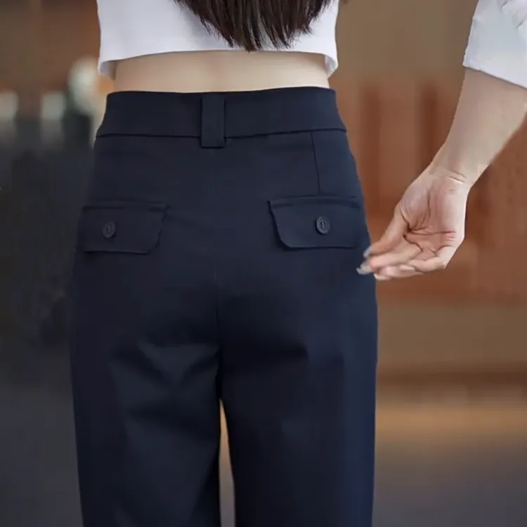 天丝棉直筒裤女裤2025秋季新款宽松显瘦气质休闲西装窄版阔腿裤子