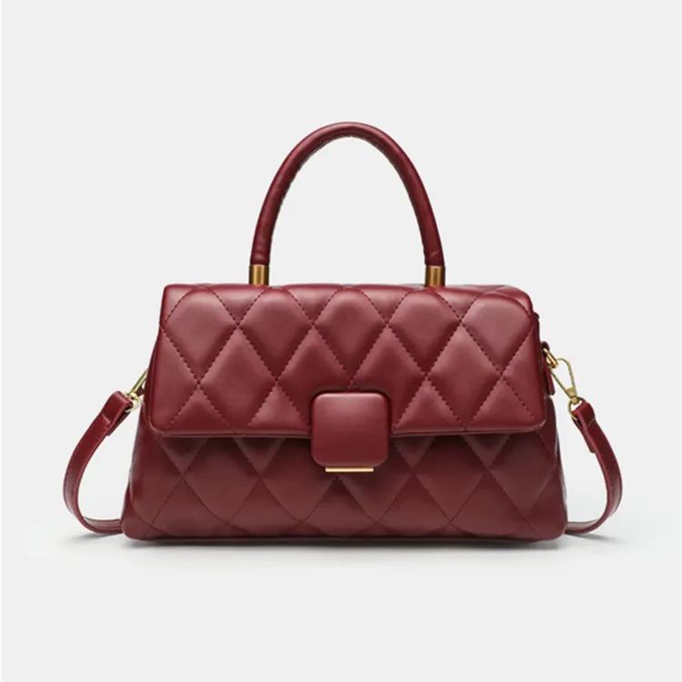 小香风菱格纯色单根女士经典小方包格纹链条包千金风时尚斜挎包