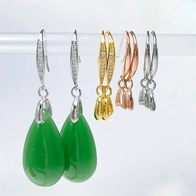 925银银制品 耳钩夹扣 diy耳饰925银耳扣镀18K金耳环配件耳坠扣头