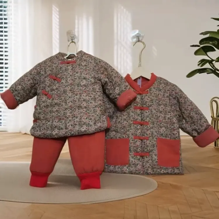 原创手工棉花可机洗儿童棉服棉袄碎花棉麻棉服民族风中国风棉衣