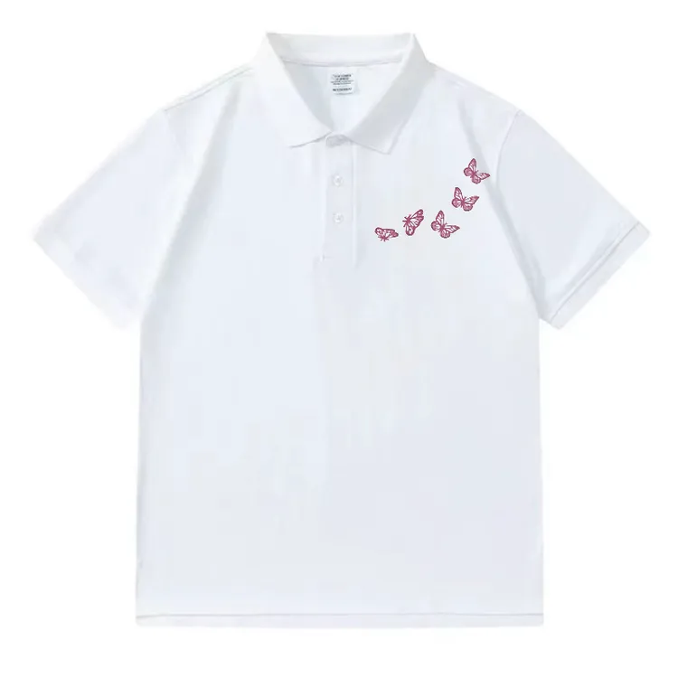 夏季新款polo衫男款蝴蝶卡通短袖轻熟风翻领T恤青年帅气印花半袖
