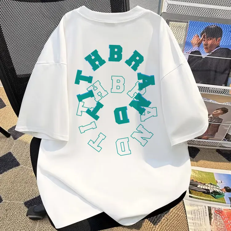 leanfit印花大码短袖男夏季户外运动穿搭圆领t恤美式潮牌情侣半袖