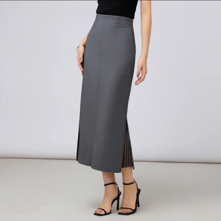 哥弟秋款遮肚子a字裙优雅步步生花鱼尾裙半身裙微弹包臀裙1200232