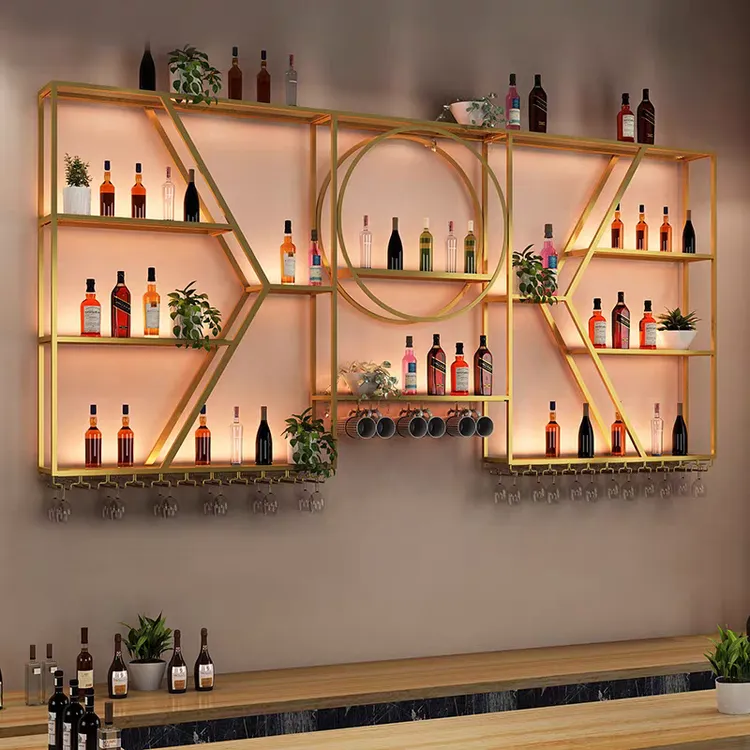 吧台墙上酒架展示架壁挂式置物架酒吧酒柜铁艺餐厅挂墙红酒架装饰