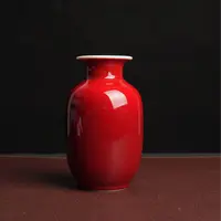  柴窑纯手工红釉小花瓶