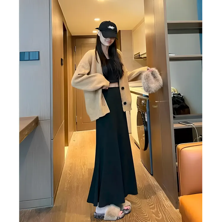 【空气棉-三个裙长】2025秋季高级感a字鱼尾裙子高腰显瘦半身裙女