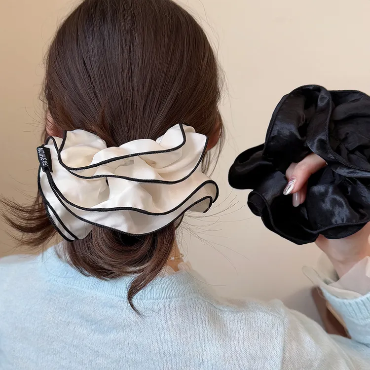 缎面双层气质褶皱大肠发圈高级感温柔质感发绳后脑勺盘发丸子头绳