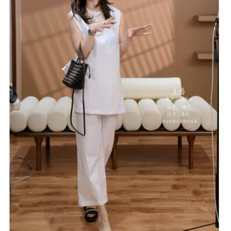 "极简旋律"夏季纯色上衣+休闲裤女装百搭显瘦套装LK2502360